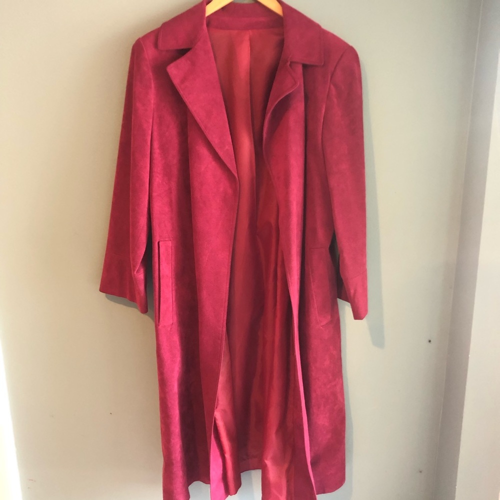Vintage Ultrasuede Fuchsia Long Ultrasuede Tie Belt Jacket Maxi Robe 10 Wow!